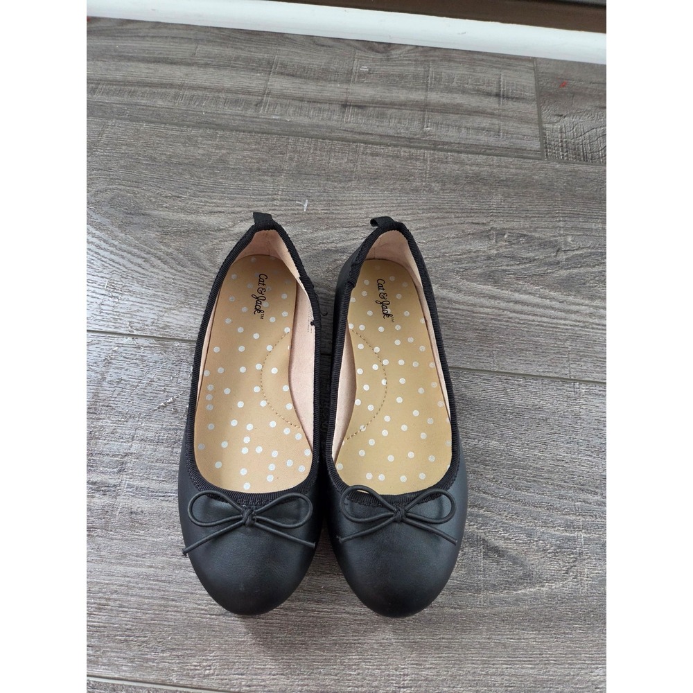 Cat and jack toddler girl black flat shoes size 13‎
